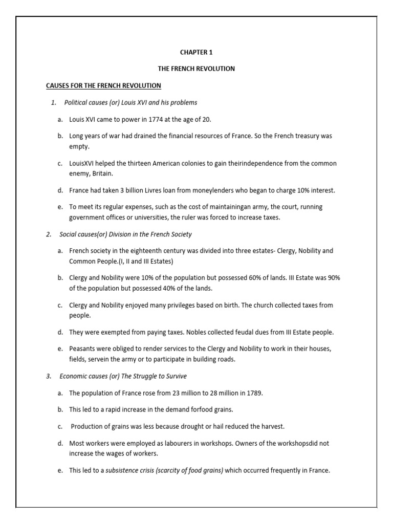 Causes and Events of the French Revolution | PDF | French Revolution ...