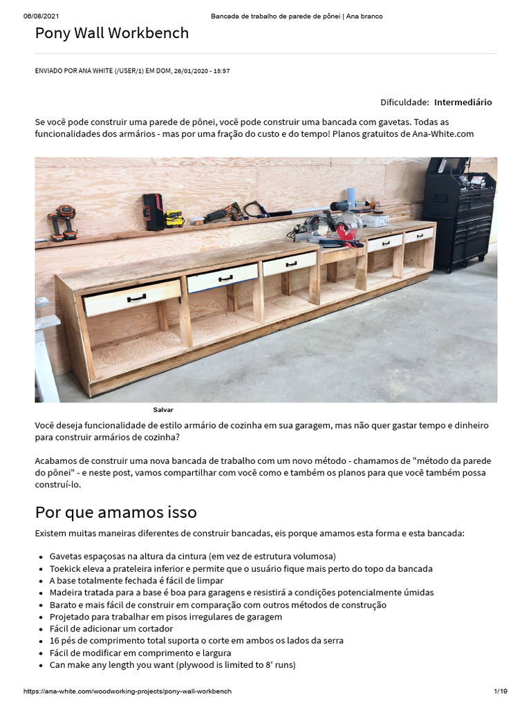 Ana White - Miter Saw - Pony Wall Workbench | PDF | Lumber | Cabinetry