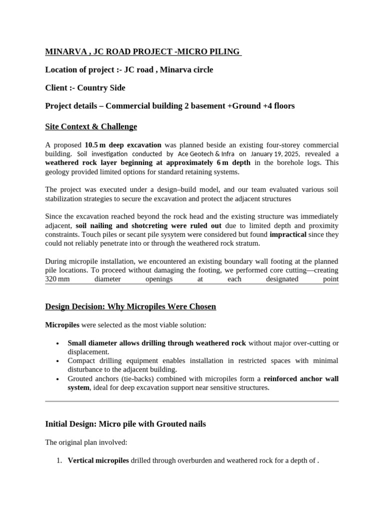 Micropile Solutions for JC Road Project | PDF | Civil Engineering