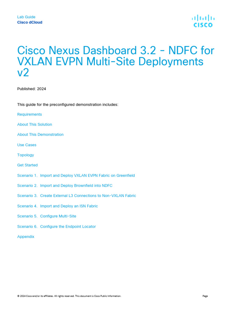 Cisco NDFC VXLAN EVPN Multi-Site Guide | PDF | Computer Network | Multicast