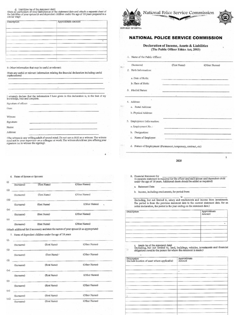 Declaration of Wealth - Police | PDF