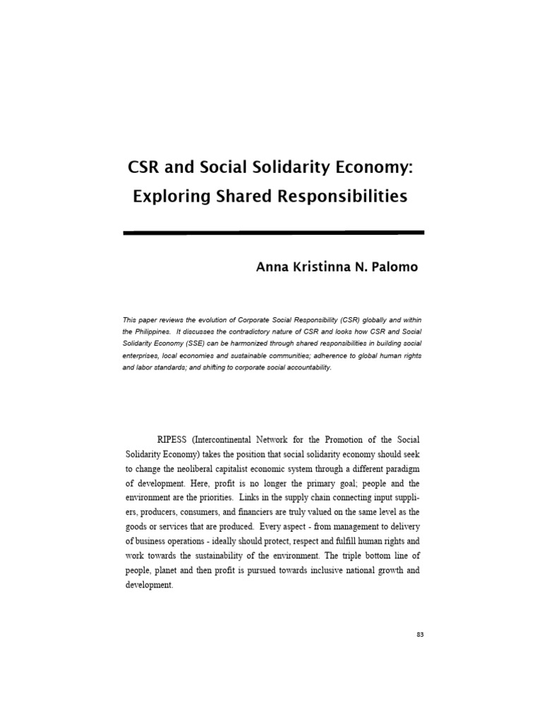 CSR and Social Solidarity Economy Insights | PDF | Corporate Social ...