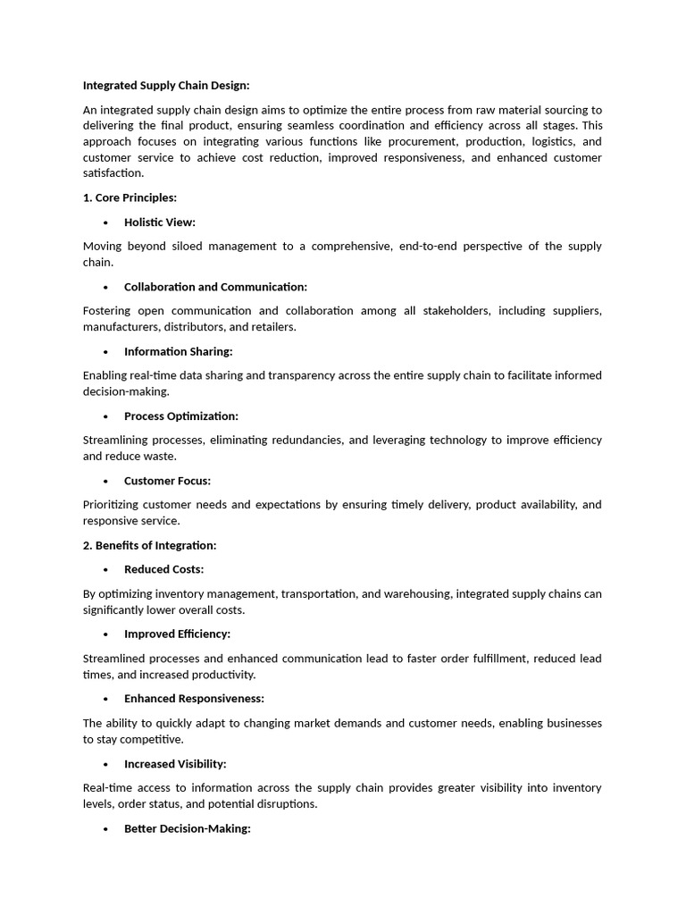 Integrated Supply Chain Design Guide | PDF | Supply Chain | Warehouse