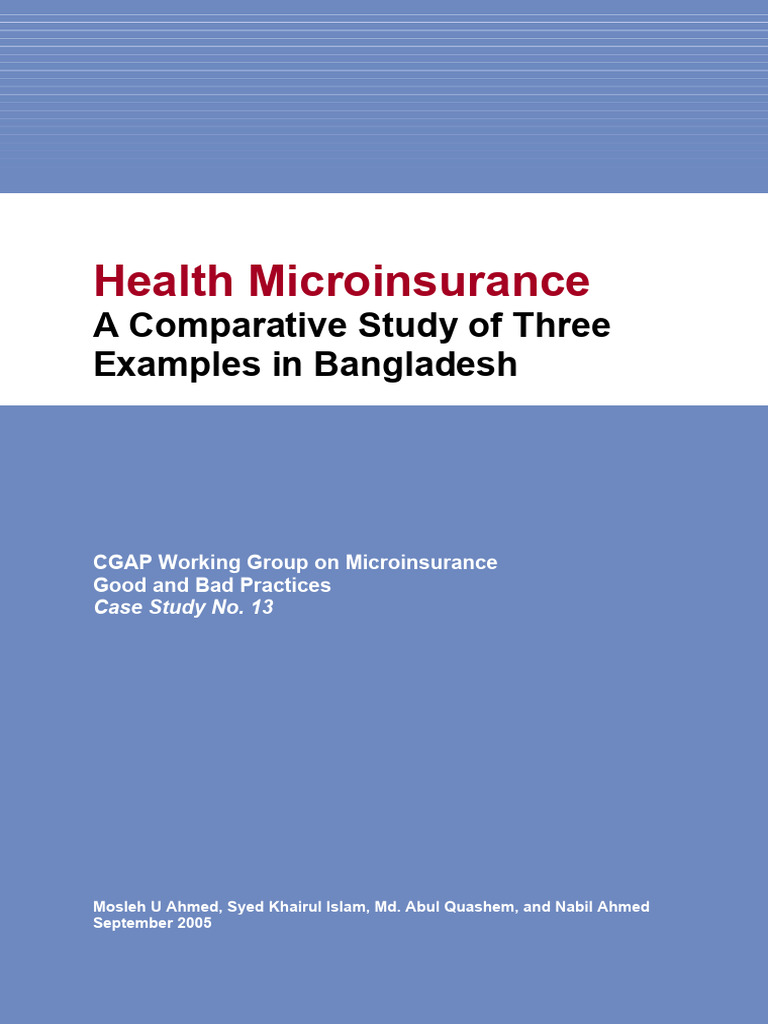 Mfg en Case Study Health Microinsurance a Comparative Study of Three ...