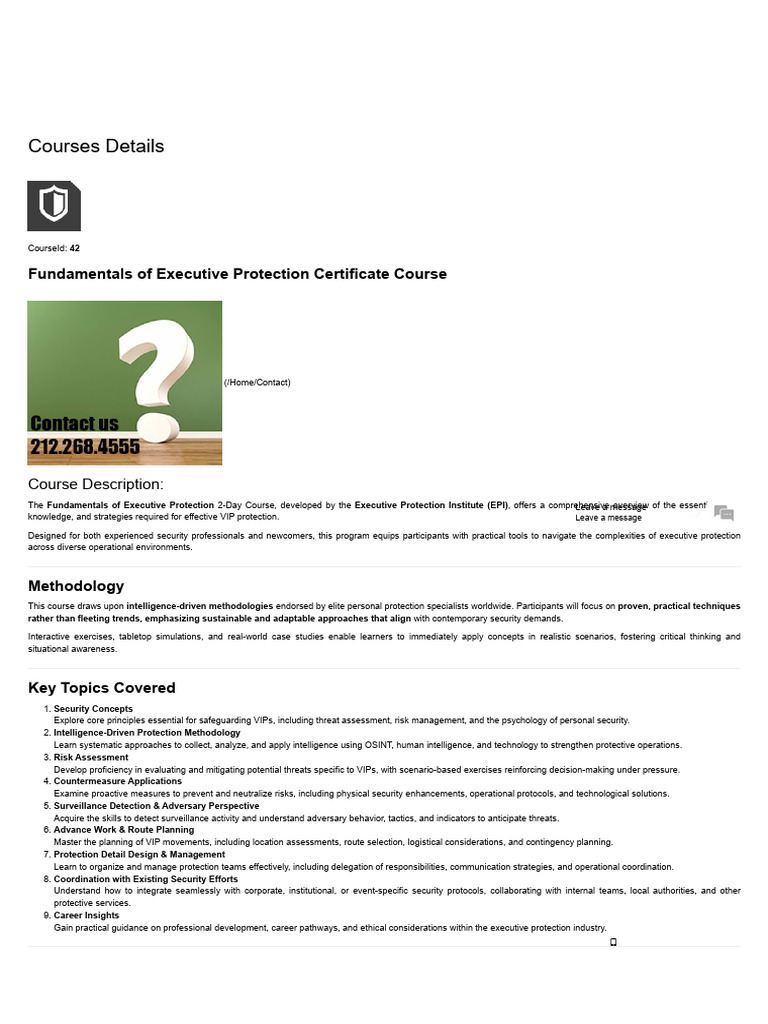 Executive Protection Fundamentals Course | PDF | Methodology ...