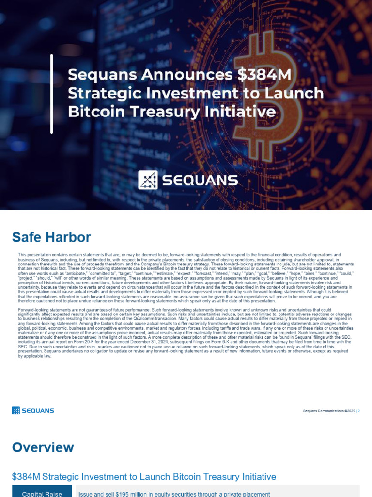 Sequans Bitcoin Treasury Initiative | PDF | Risk | Bitcoin