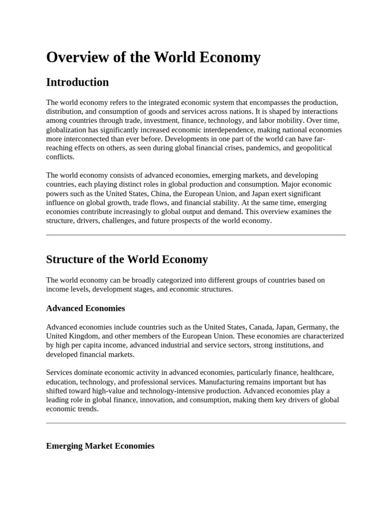 Overview of the Global Economy Trends | PDF | Economic Growth ...