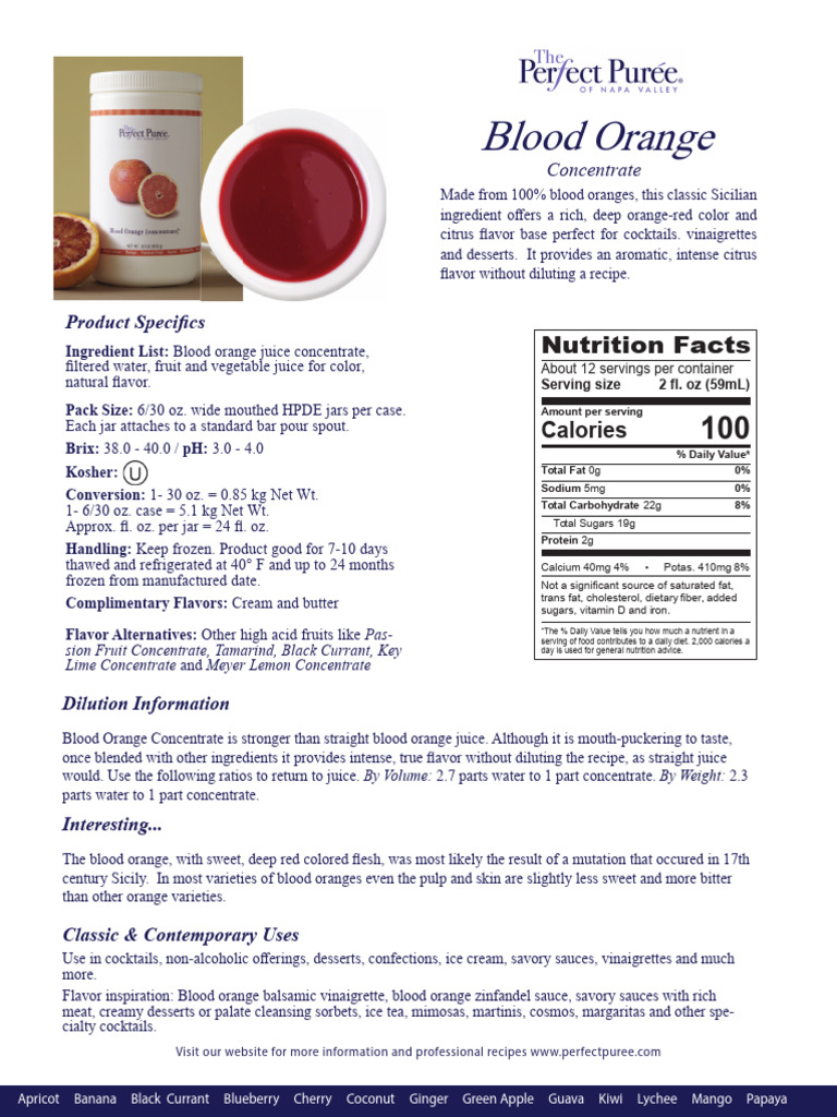 Blood Orange Concentrate Product Details | PDF | Taste | Orange (Fruit)