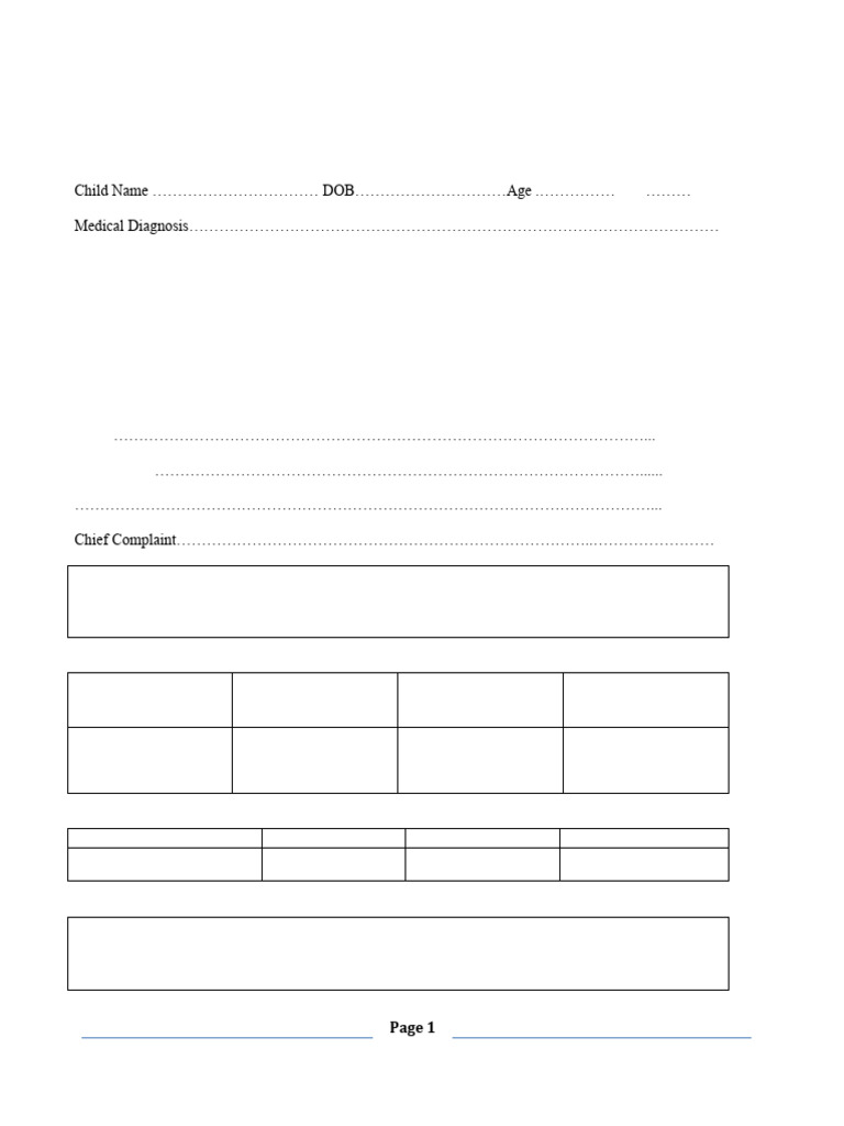 Pediatric Evaluation and Assessment Form | PDF | Cerebral Palsy ...
