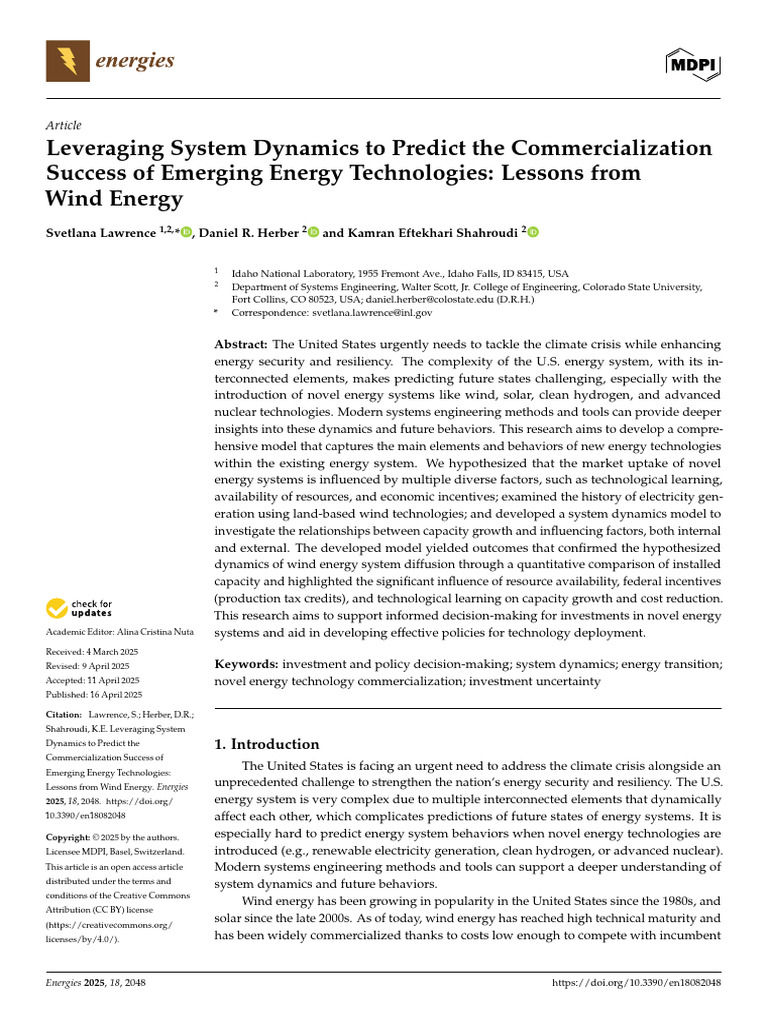 Predicting Success of Emerging Energy Technologies | PDF | Energy ...