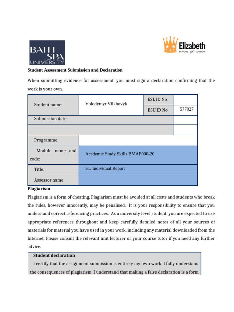 Student Assessment Declaration Guide | PDF | Educational Technology ...
