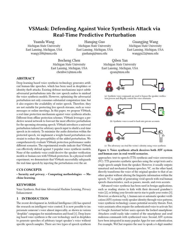 VSMask Defending Against Voice Synthesis Attack via Real-Time ...