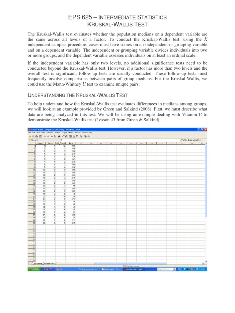 The KruskalWallis Test Statistical Hypothesis Testing Median