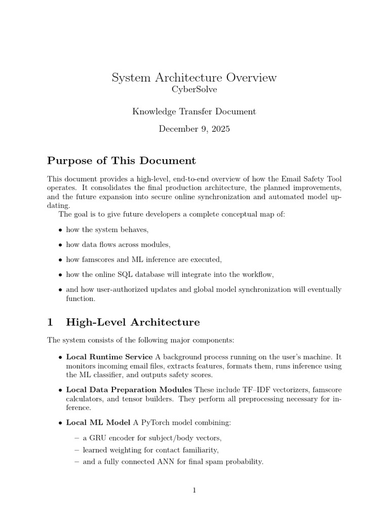 Email Safety Tool System Architecture | PDF | Databases | Statistical ...