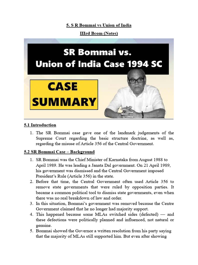 S R Bommai Vs Union of India | PDF | Justice | Crime & Violence