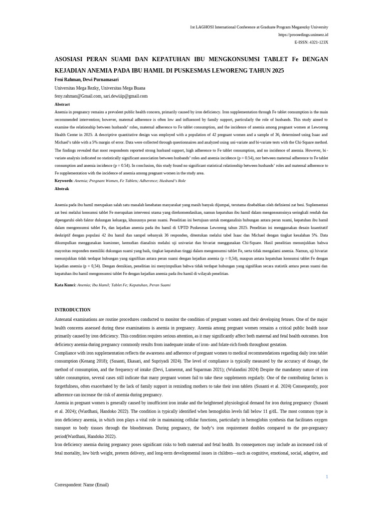 Feni Rahman - Full Article | PDF | Pregnancy | Anemia