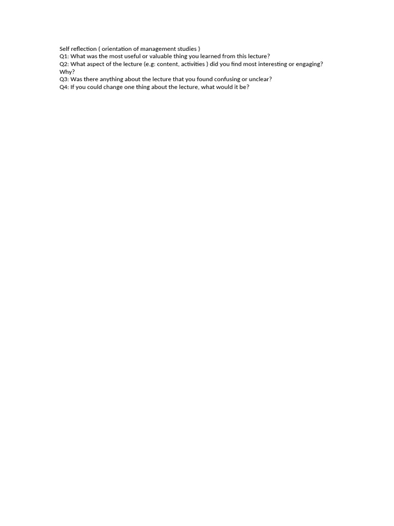 Self Reflection | PDF