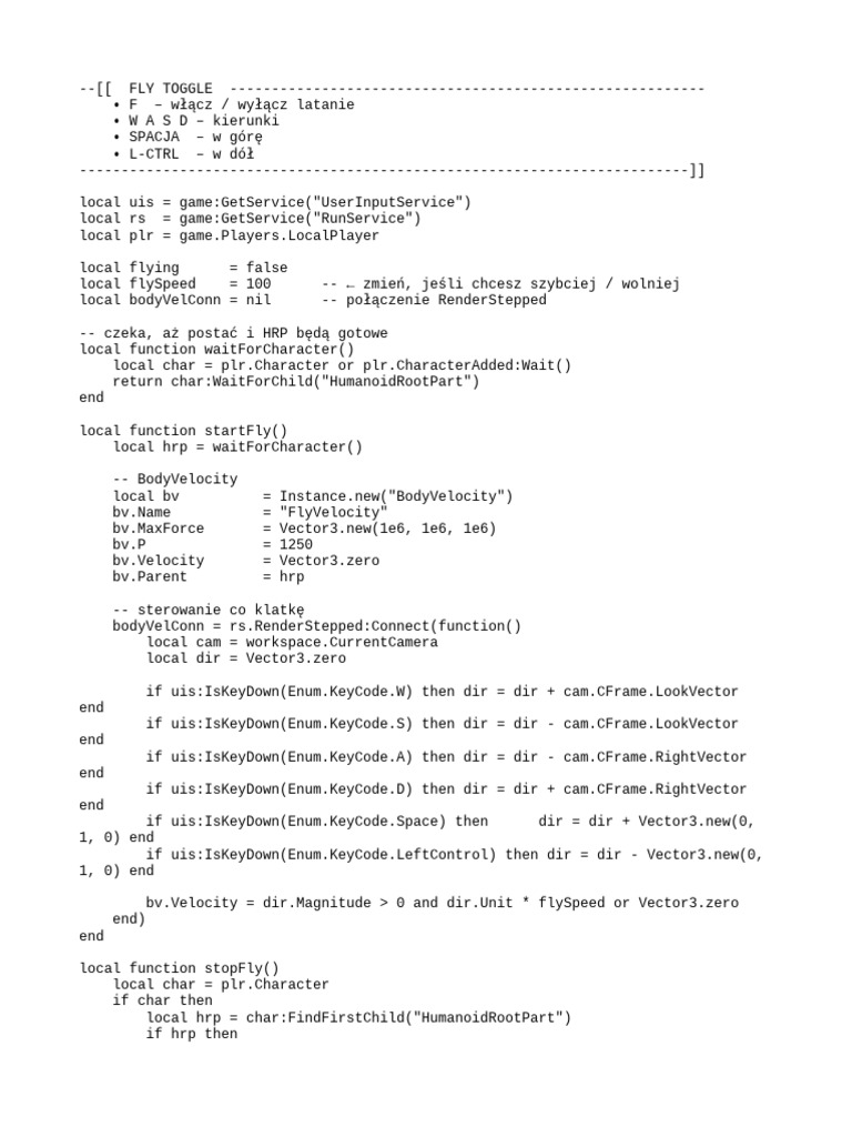 Roblox Fly Toggle Script Guide | PDF