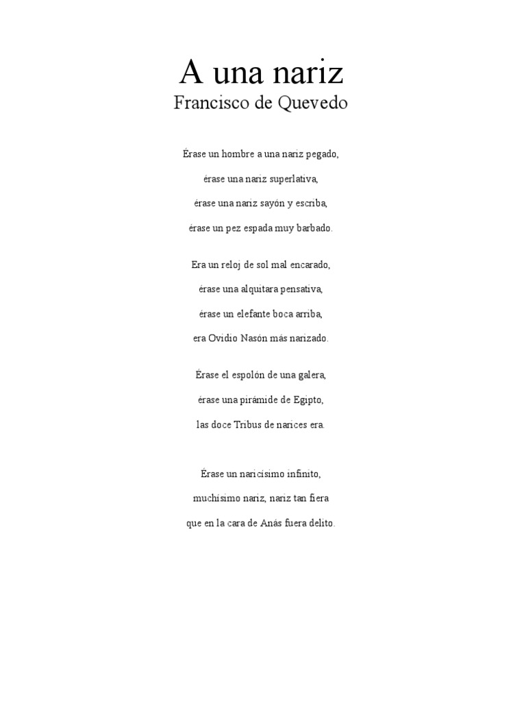 A Una Nariz, Francisco de Quevedo