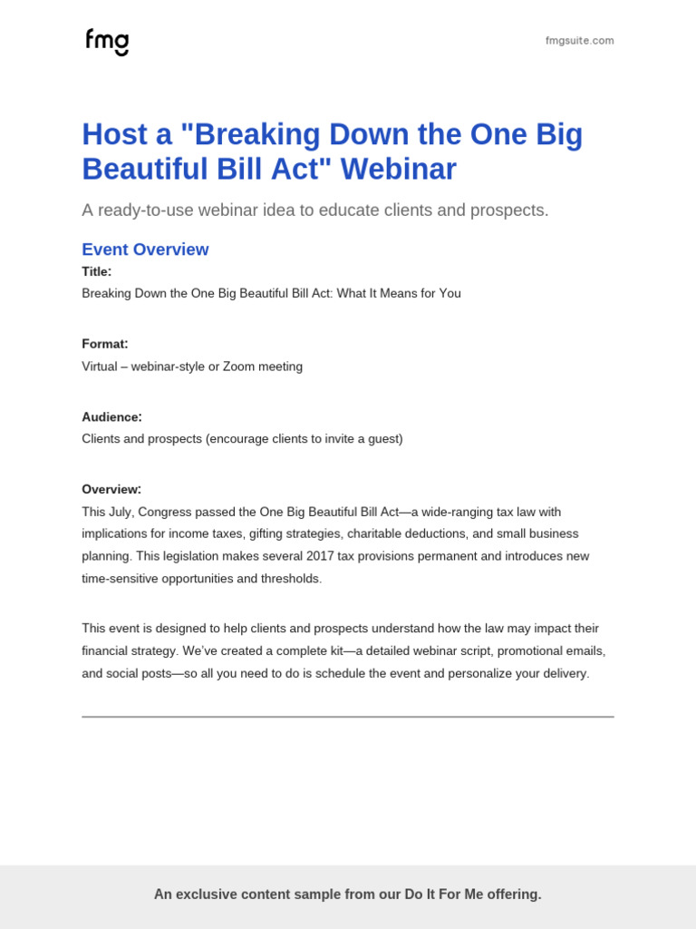 Webinar on One Big Beautiful Bill Act | PDF | Taxation In The United ...