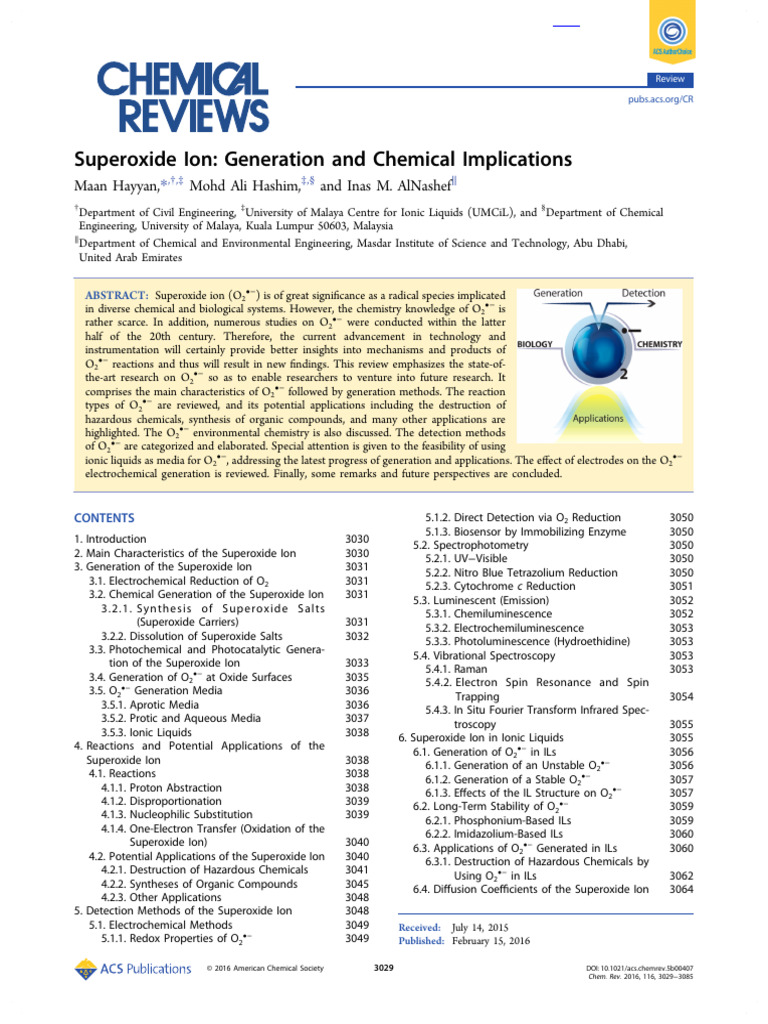Superoxide Ion: Generation and Applications | PDF | Superoxide ...