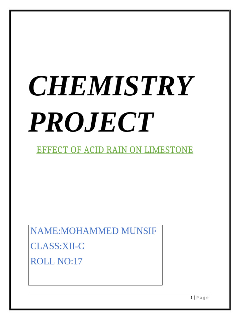 Chemistry Project Acid 1 | PDF | Acid | Carbonate