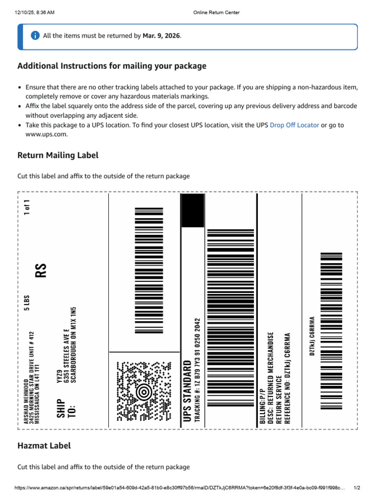 Package Mailing Instructions for Returns | PDF