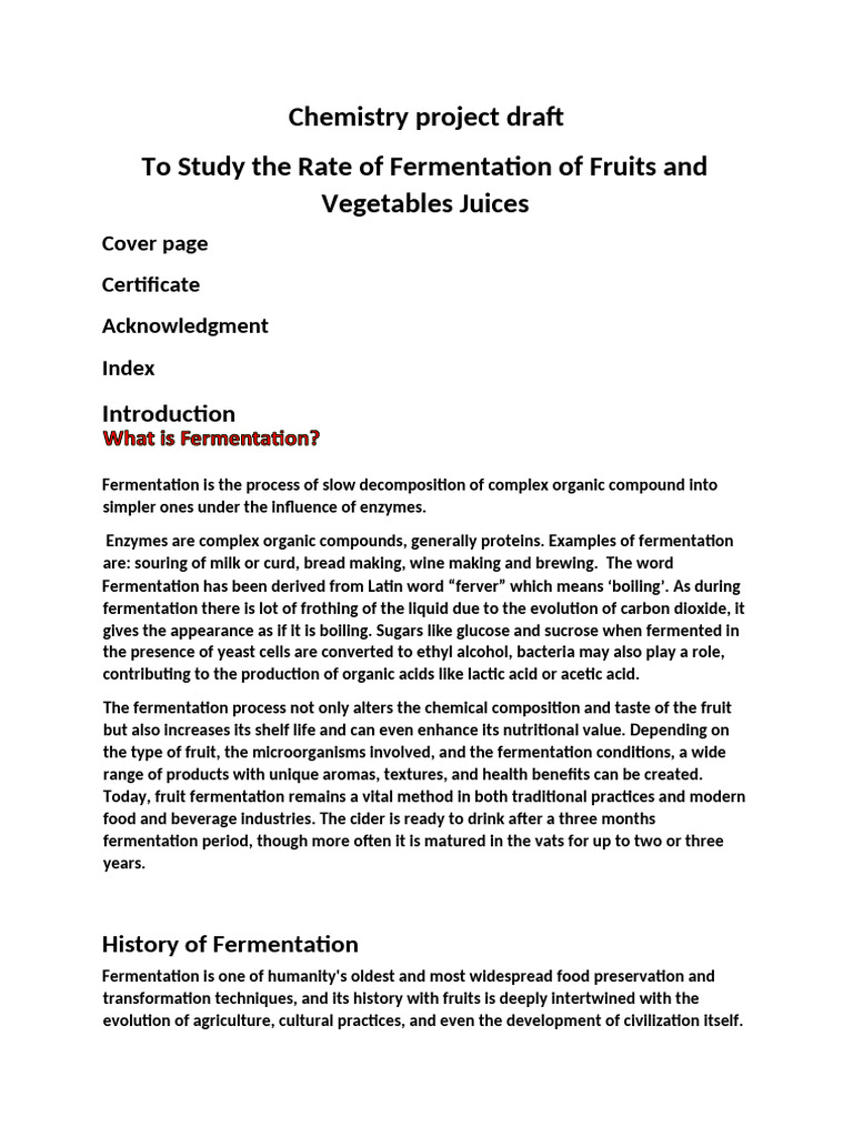 Fermentation Rates of Fruit Juices | PDF | Fermentation | Lactic Acid