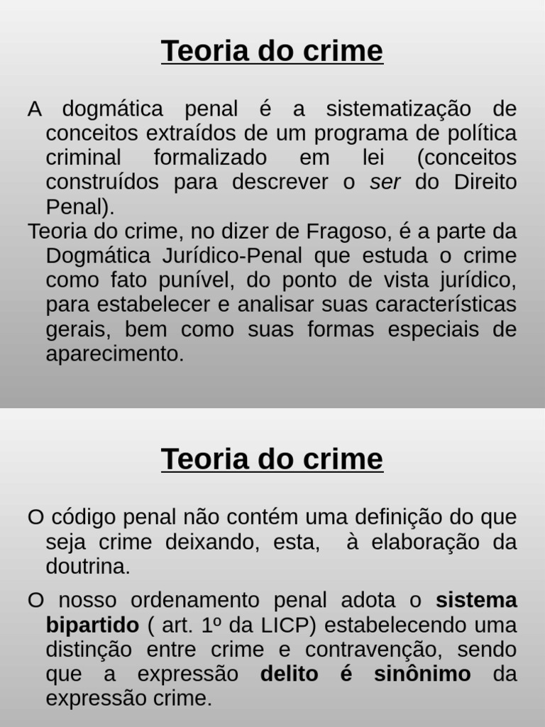 Teoria Do Crime Apresentação | PDF | Crimes | Crime e Violência