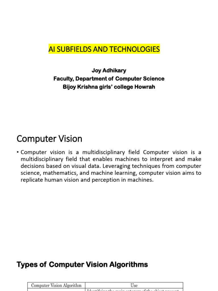 Understanding Computer Vision Technologies | PDF