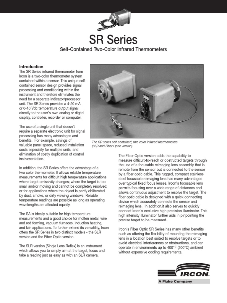 Ircon SR Series Fiber Optic Thermometers | PDF | Optical Fiber ...