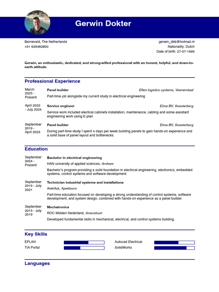 Gerwin Dokter: Electrical Engineering Profile | PDF