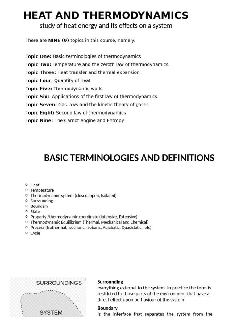 Thermodynamics Course Overview and Concepts | PDF | Thermodynamics ...