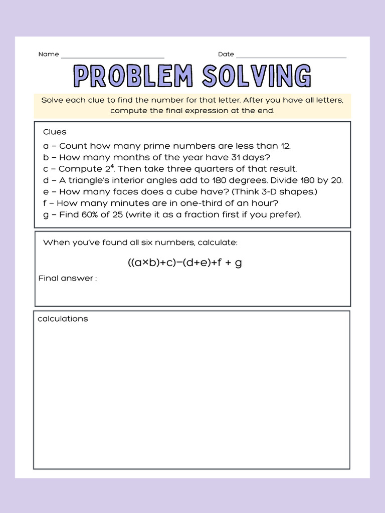 Math Problem Solving Exercise | PDF