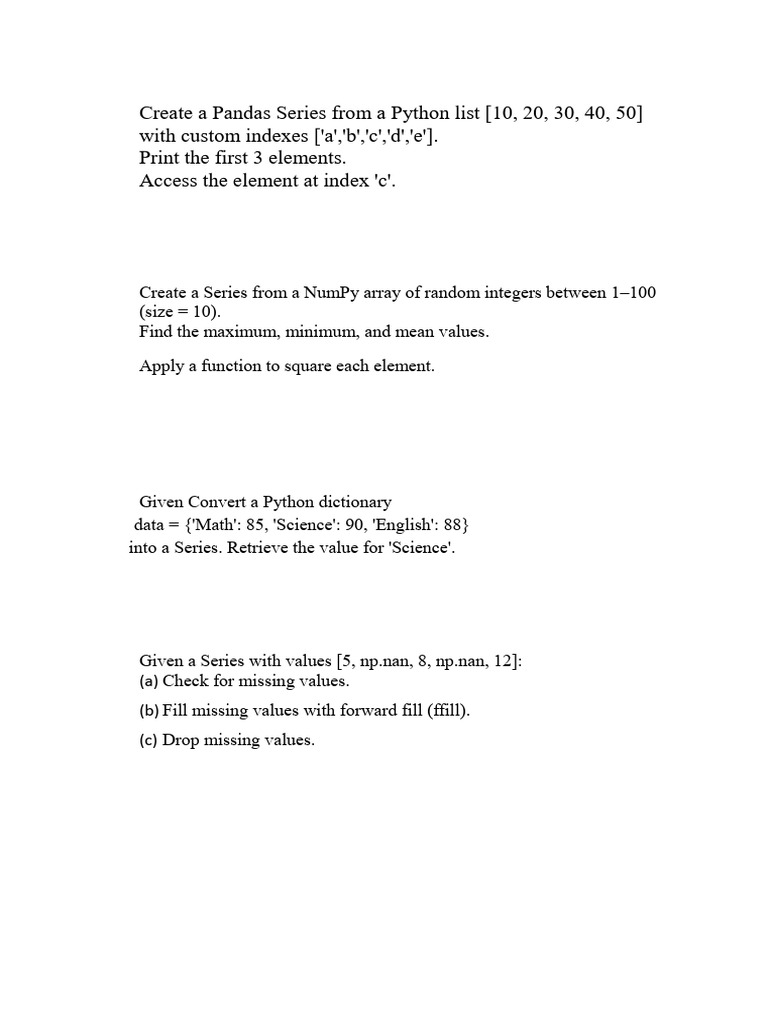 Pandas Series and DataFrame Operations | PDF