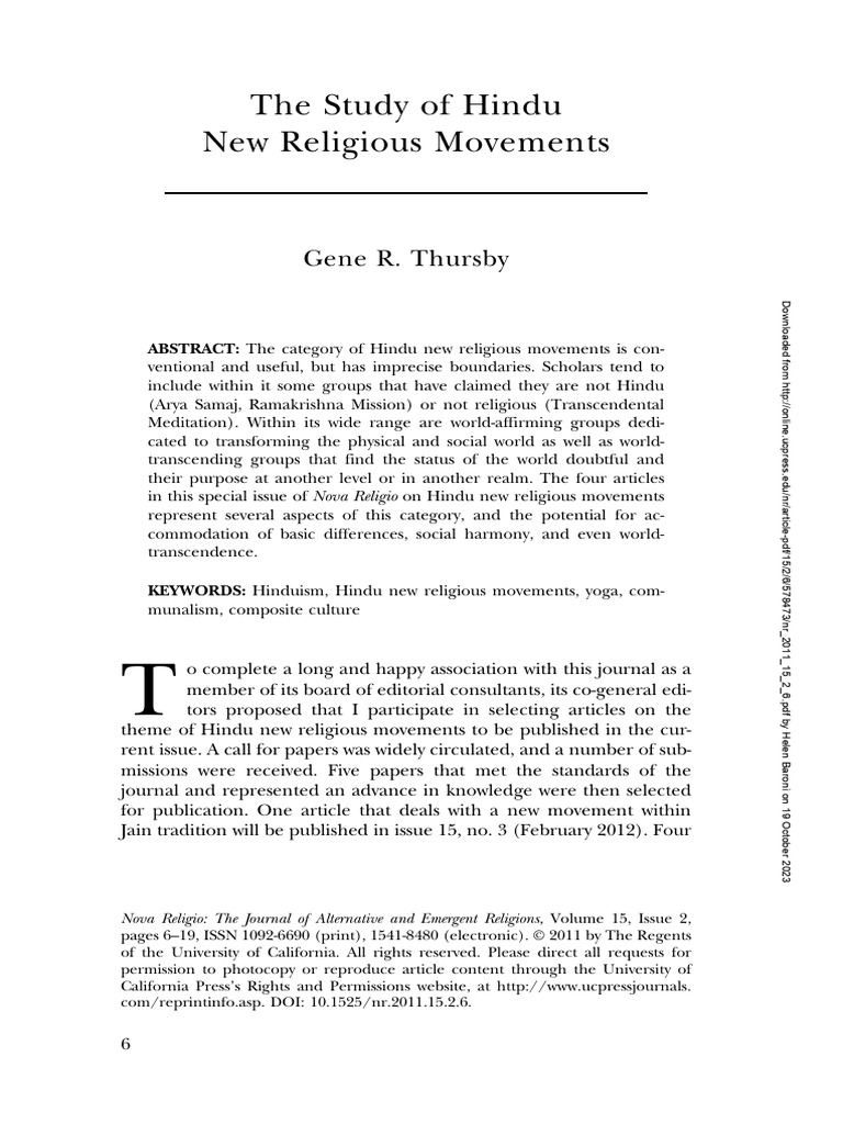 Hindu New Religious Movements Overview | PDF | Guru | Yoga