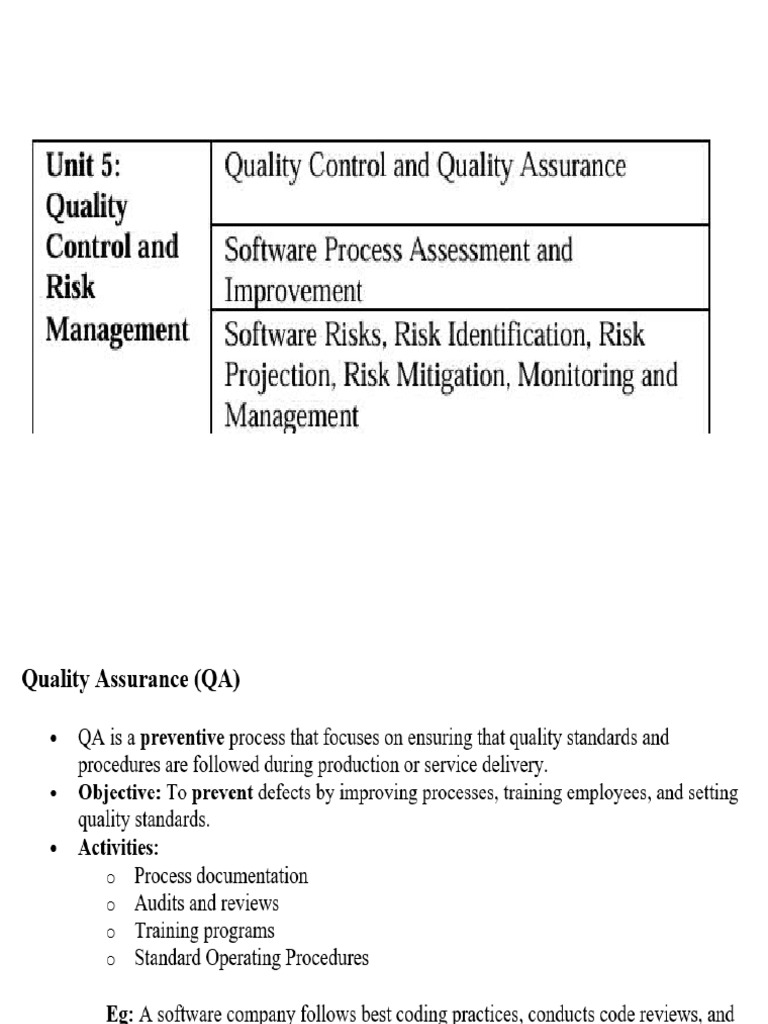 Quality Control and Risk Management Unit-5 (SE) | PDF
