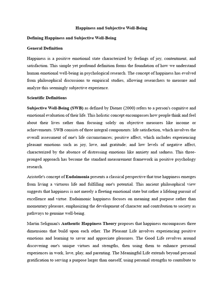 Understanding Happiness and Well-Being | PDF | Happiness | Well Being