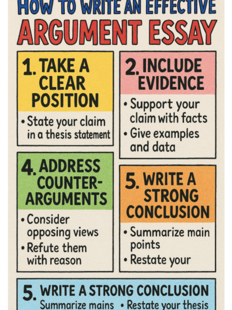 Argument Essay Anchor Chart | PDF