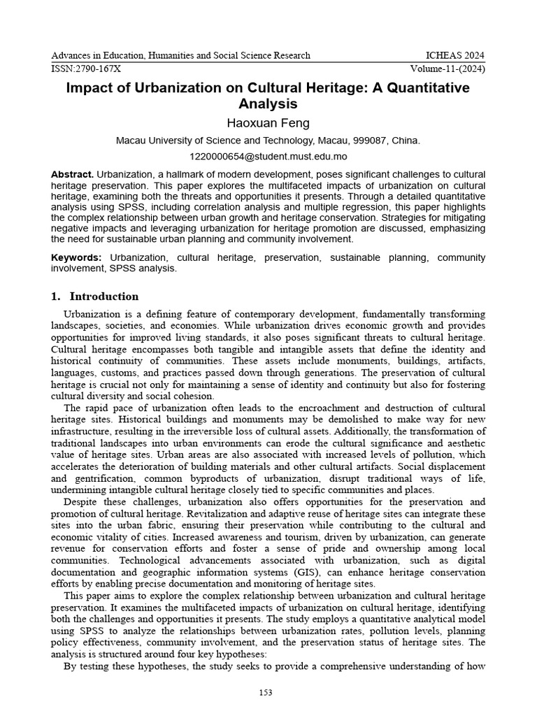 Urbanization's Impact on Cultural Heritage | PDF | Statistics ...