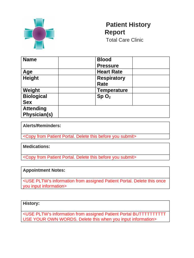Patient History and Care Report Template | PDF