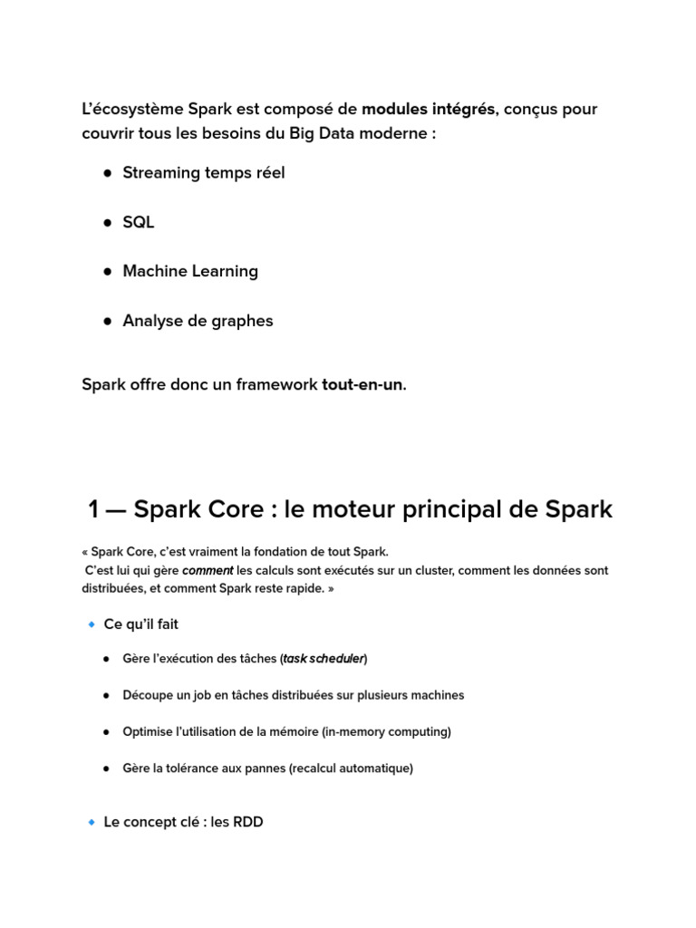 Modules clés de l'écosystème Spark | PDF | Apache Spark | Informatique