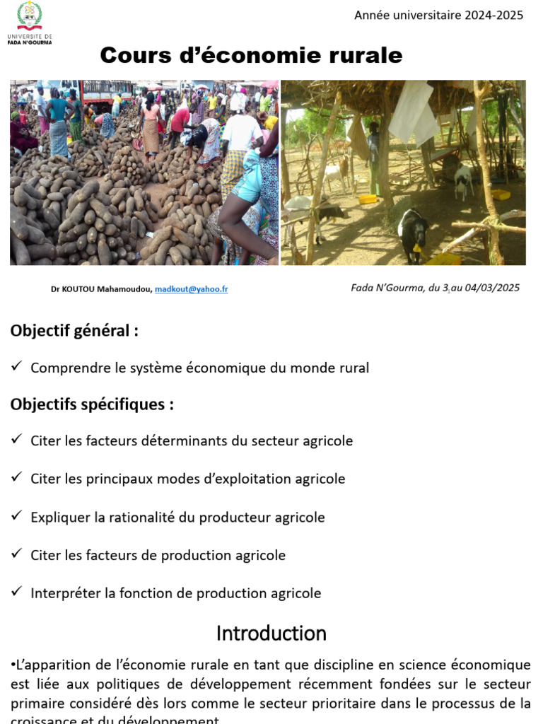 Économie Rurale : Concepts et Défis | PDF | Agriculture | Économie