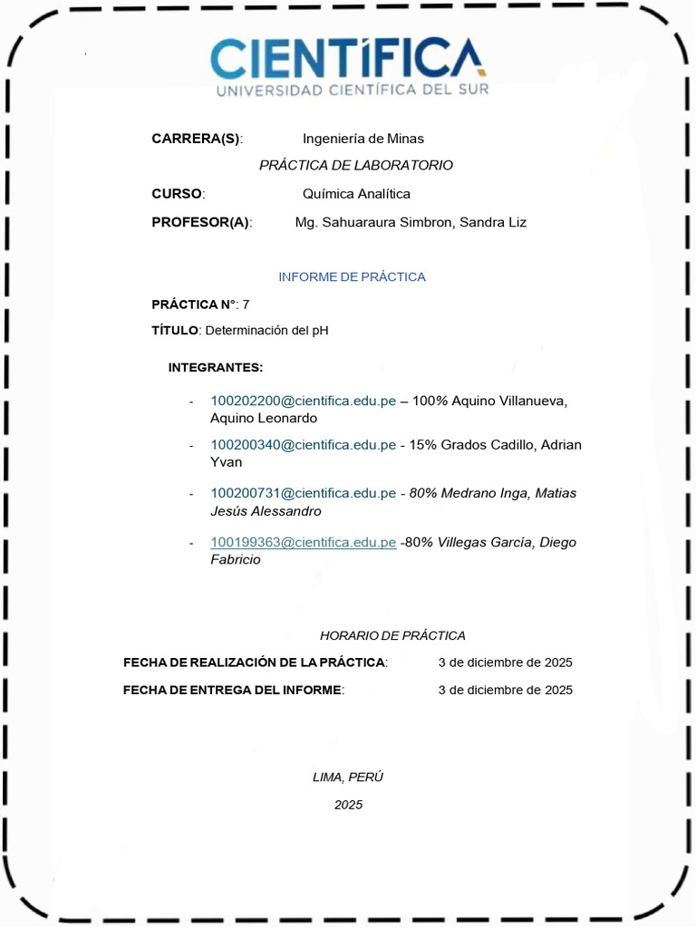 Informe 7 | PDF | Ph | Química