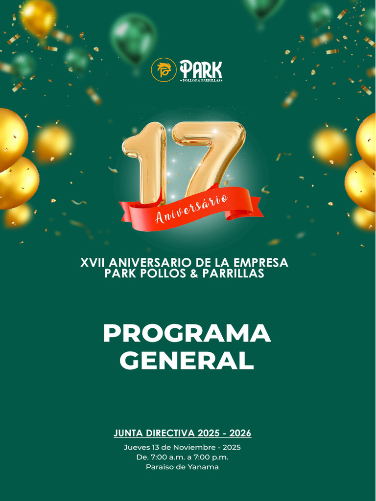 Aniversario Park Pollos: Programa 2025 | PDF