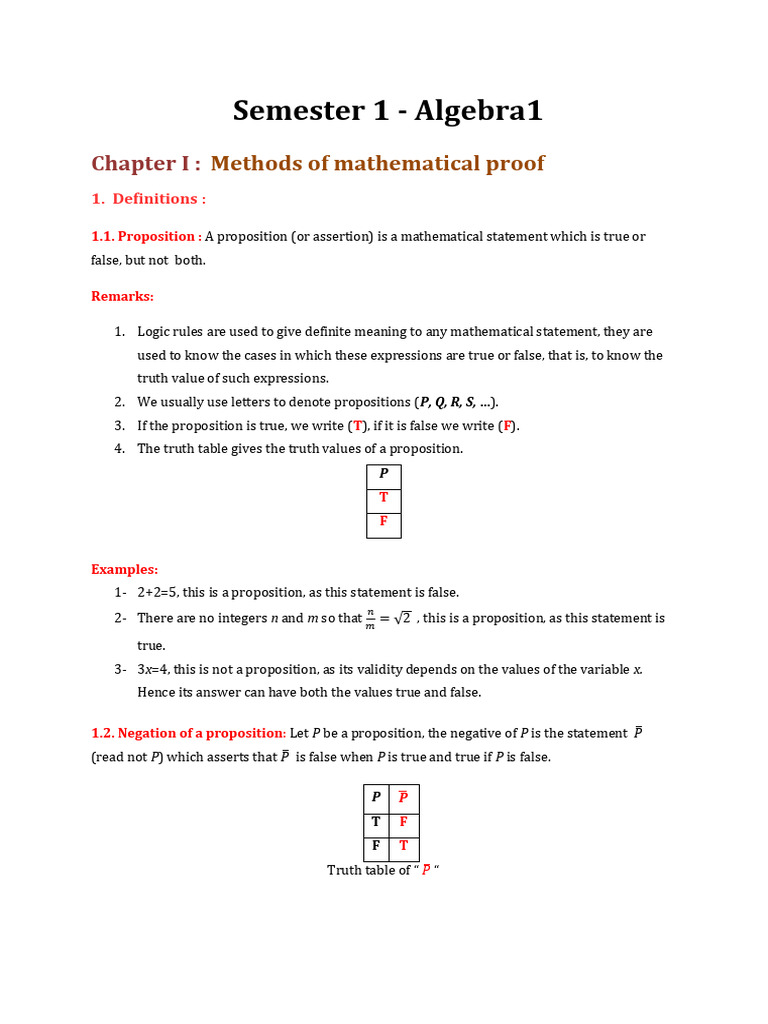 Mathematical Proof Methods in Algebra | PDF | Proposition | Methodology