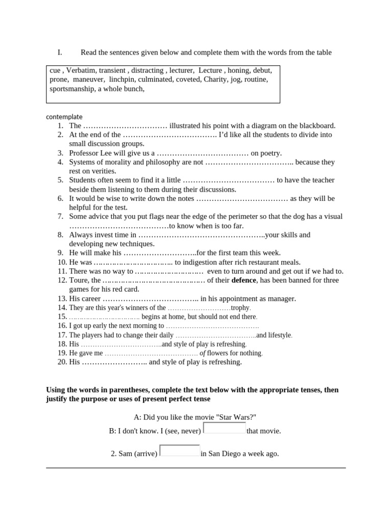 Vocabulary and Grammar Exercises | PDF | Chess Theory | Chess
