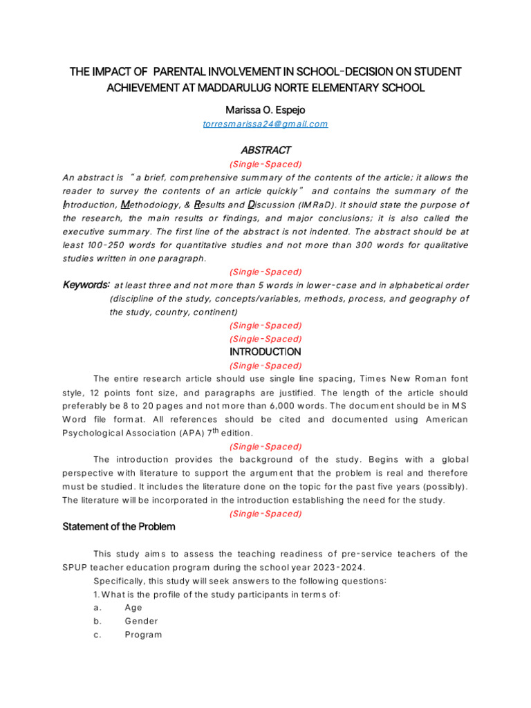 Parental Involvement and Student Success | PDF