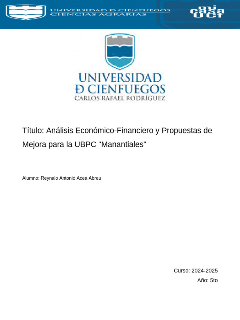 Análisis Económico-Financiero y Propuestas de Mejora para La UBPC ...