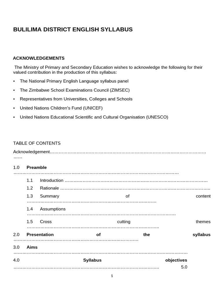 Bulilima District English Syllabus | PDF | Part Of Speech | Adverb